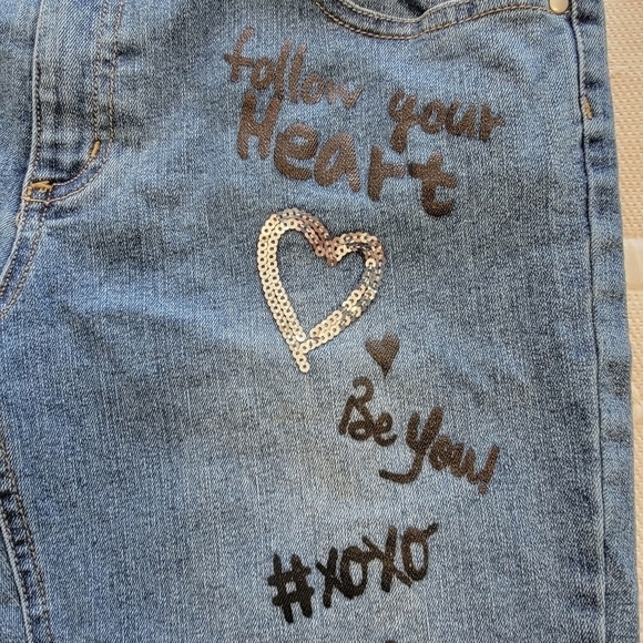 🟠4 for $25🟠 TOTAL GIRL PAINTED SEQUINED JEANS SIZE 16.5 PLUS - Picture 8 of 11